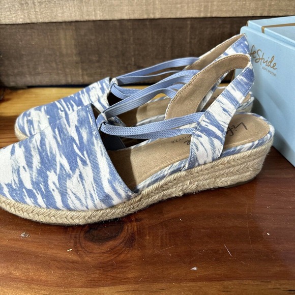 Life Stride Velocity 2.0 Katrina Espadrille Wedge Sandals Women’s US 9.5M Blue - Picture 3 of 7